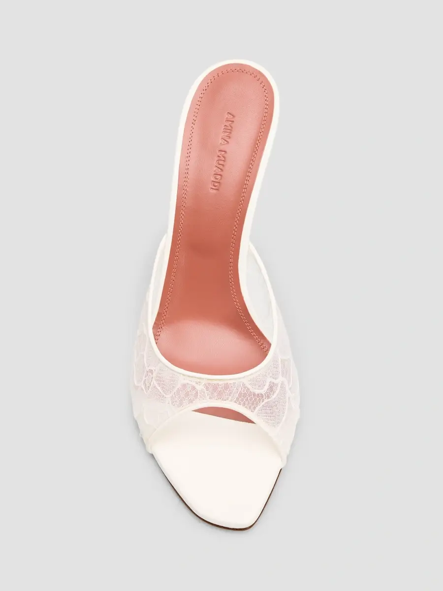 Amina Muaddi Women's Alexa 95MM Lace Slipper Mules | Thumbnail 6 Amina Muaddi Women's Alexa 95MM Lace Slipper Mules | Thumbnail 6