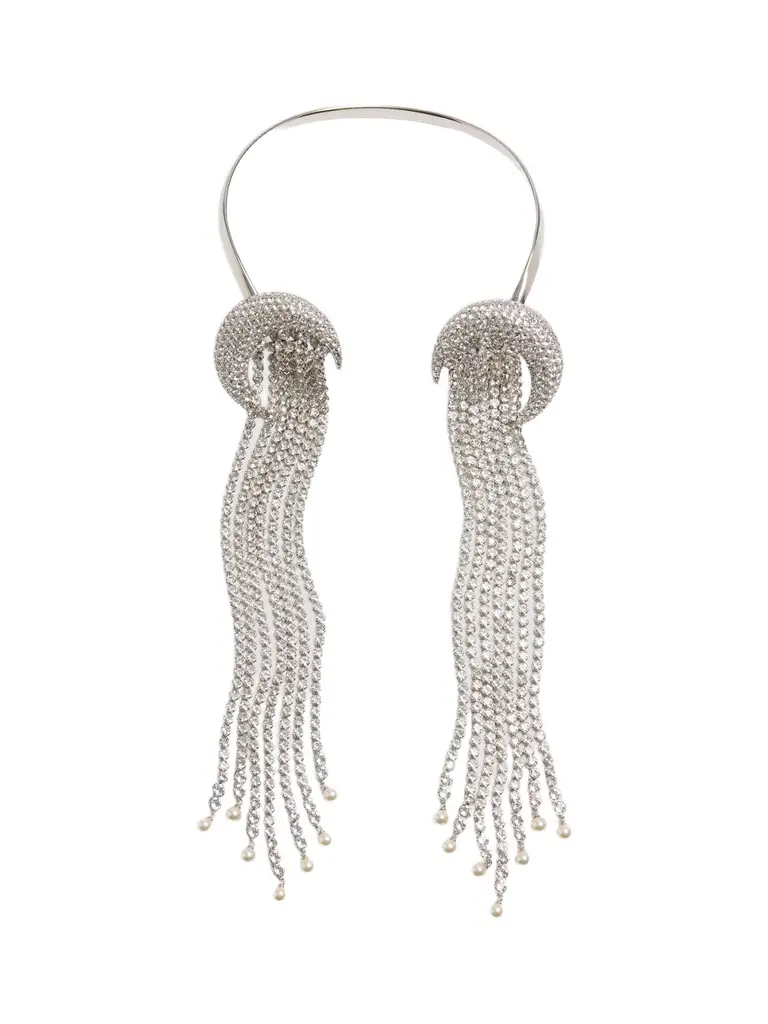 Valentino Women's Kabarett Necklace in Metal, Crystals and Pearls - Palladium