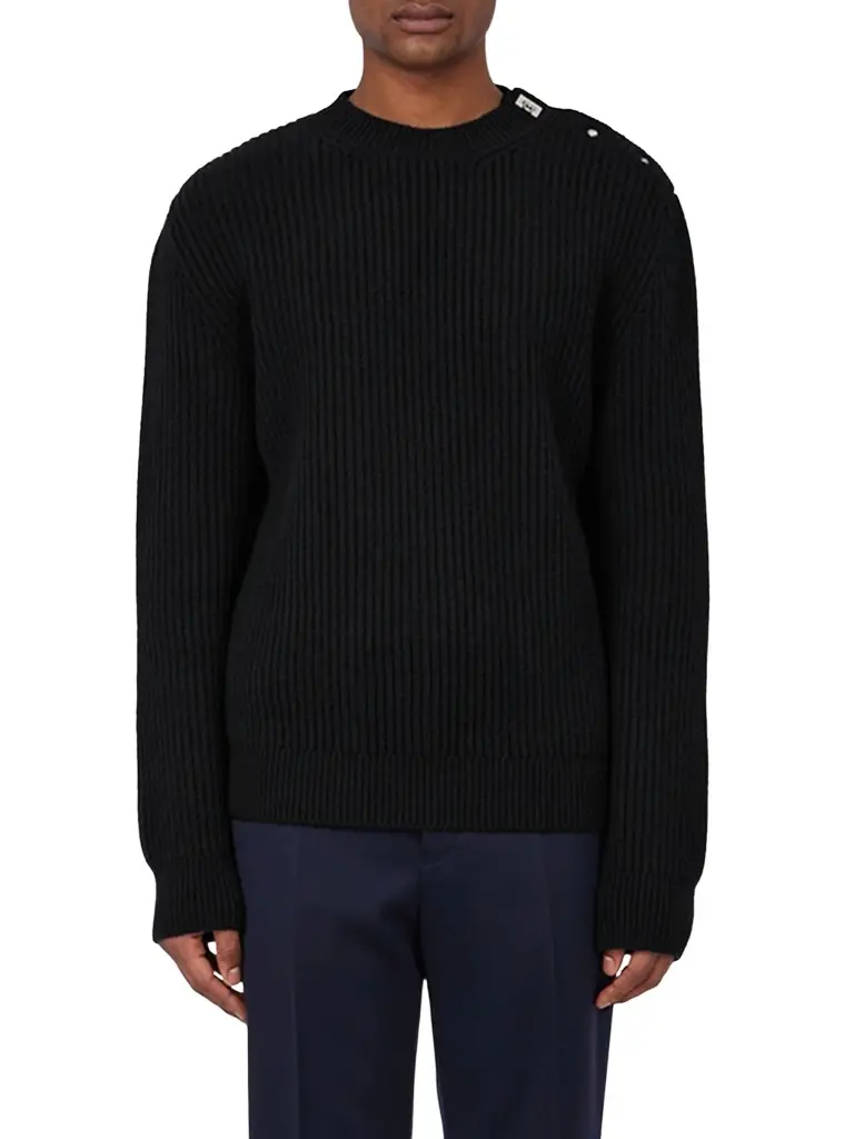 Ferragamo Men's Hug-Buckle Wool-Cashmere Rib-Knit Sweater