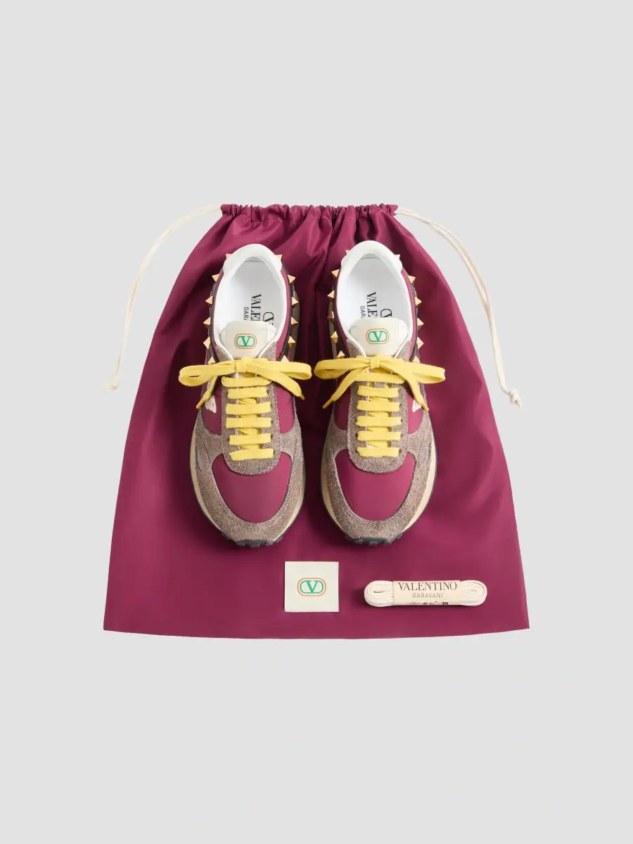 Valentino Women's Stud Up Sneaker in Split Leather and Nylon with Butterfly Embroidery - Insolent Multicolour | Thumbnail 5