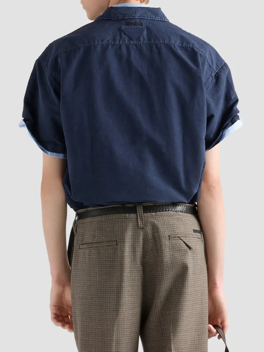 Prada Men's Short-Sleeved Cotton Zipper Shirt | Thumbnail 3 Prada Men's Short-Sleeved Cotton Zipper Shirt | Thumbnail 3