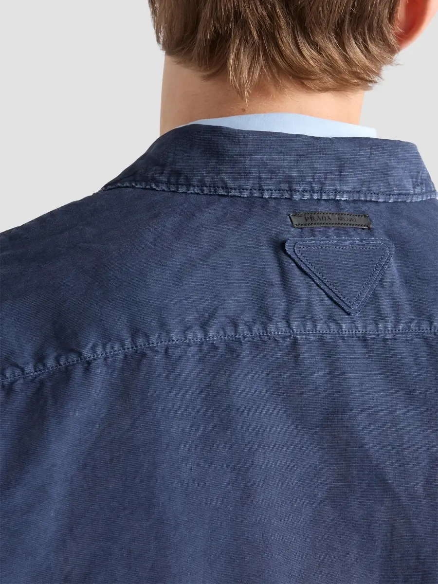 Prada Men's Short-Sleeved Cotton Zipper Shirt | Thumbnail 5 Prada Men's Short-Sleeved Cotton Zipper Shirt | Thumbnail 5