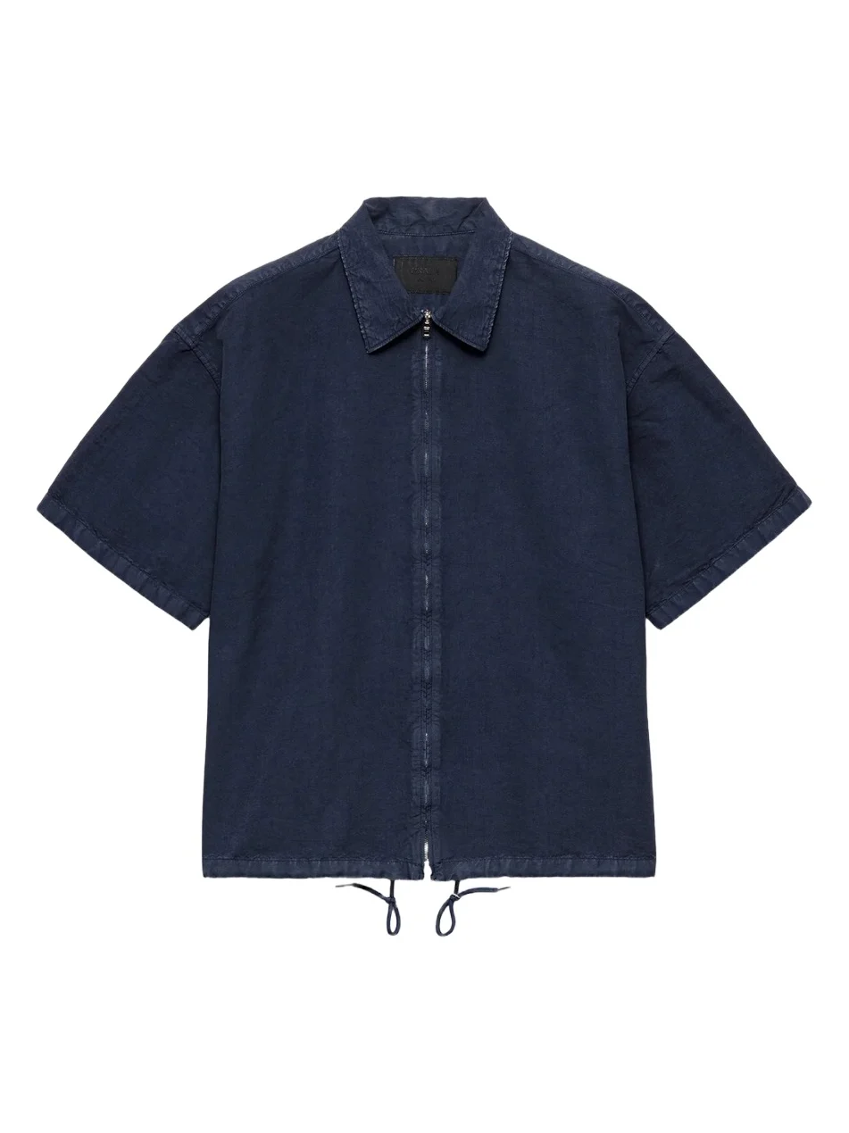 Prada Men's Short-Sleeved Cotton Zipper Shirt