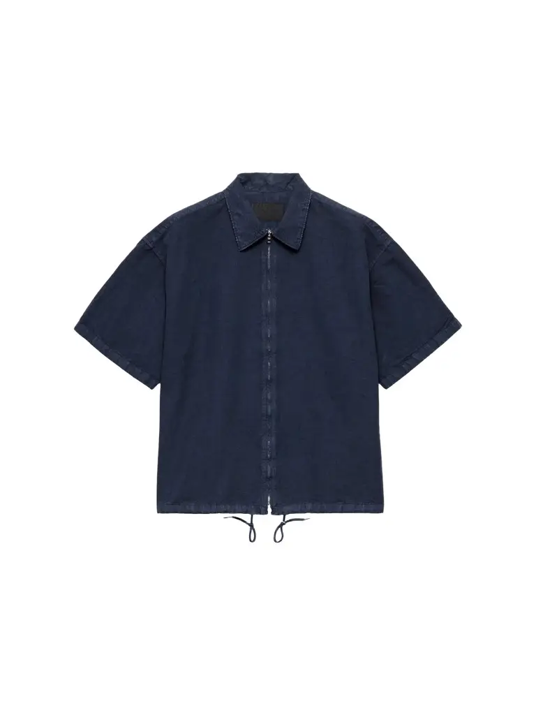 Men's Short-Sleeved Cotton Zipper Shirt Men's Short-Sleeved Cotton Zipper Shirt