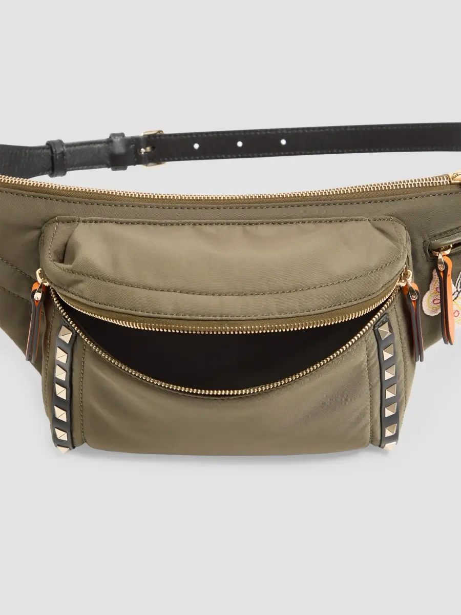 Valentino Men's Stud Up Waist Bag in Technical Fabric - Military Green | Thumbnail 7 Valentino Men's Stud Up Waist Bag in Technical Fabric - Military Green | Thumbnail 7