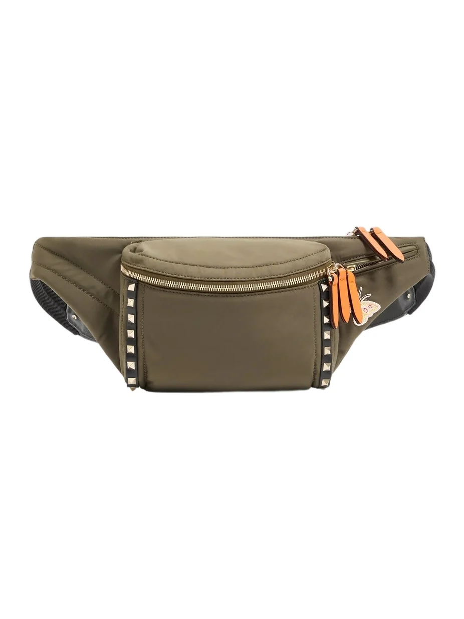 Valentino Men's Stud Up Waist Bag in Technical Fabric - Military Green