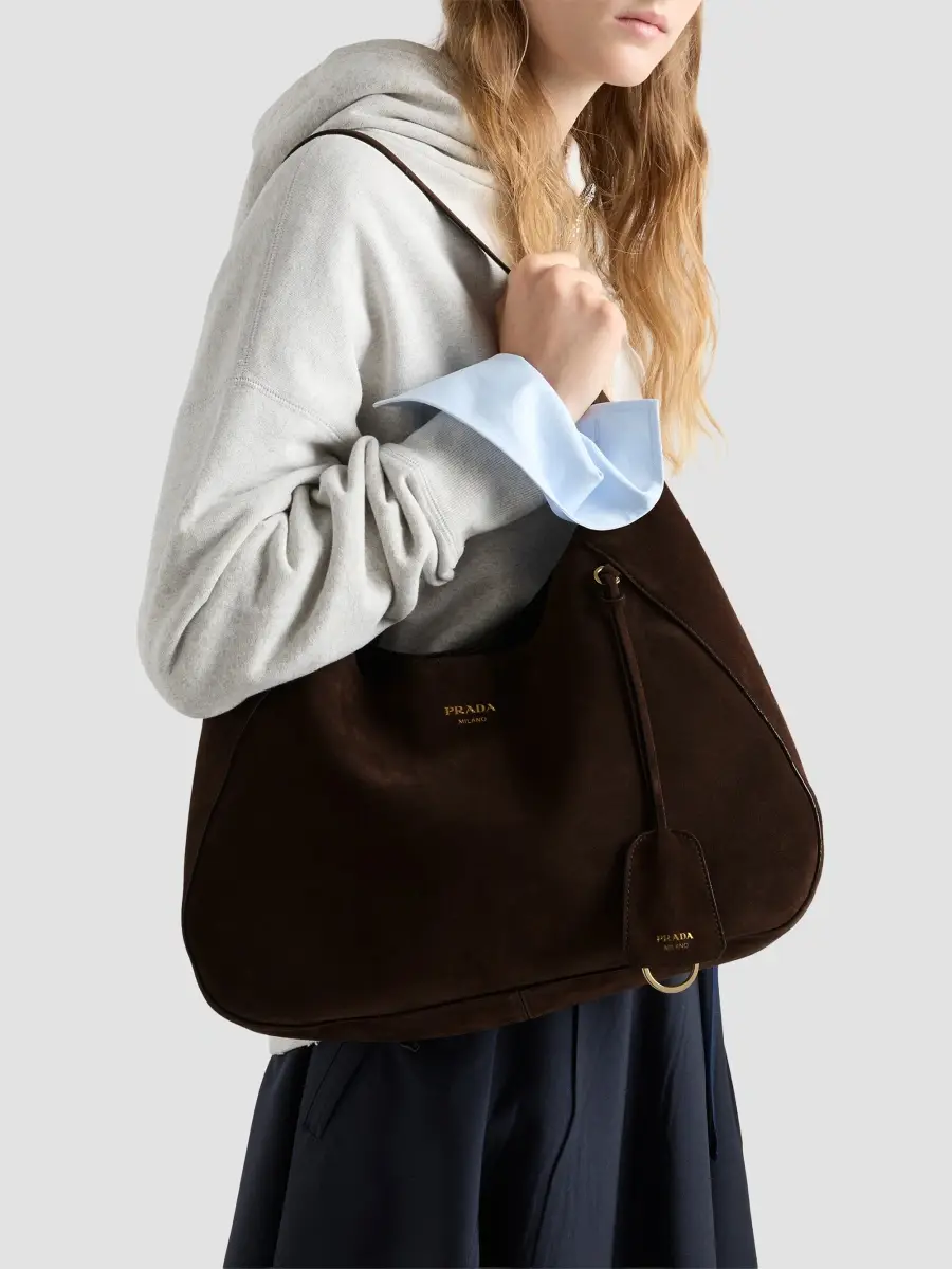 Prada Women's Boogie Large Suede Shoulder Bag | Thumbnail 3