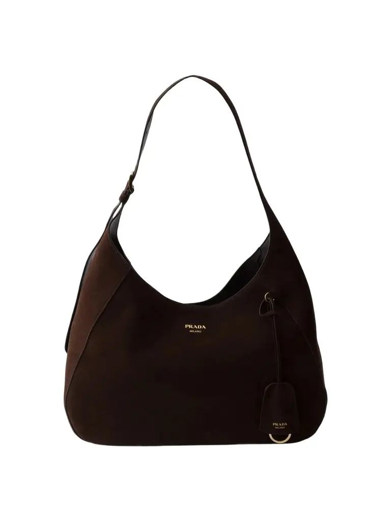 Prada Women's Boogie Large Suede Shoulder Bag