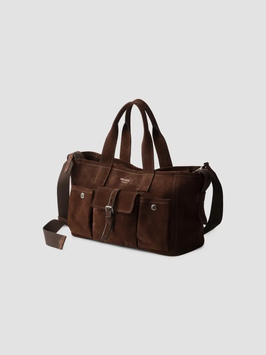 Prada Women's Route Large Suede Tote Bag | Thumbnail 2