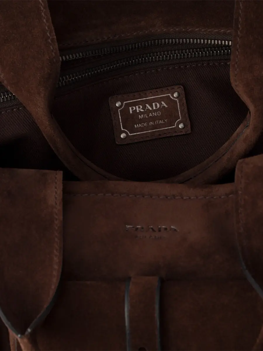 Prada Women's Route Large Suede Tote Bag | Thumbnail 4