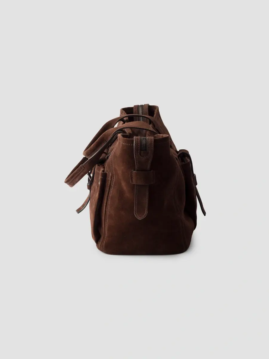 Prada Women's Route Large Suede Tote Bag | Thumbnail 5