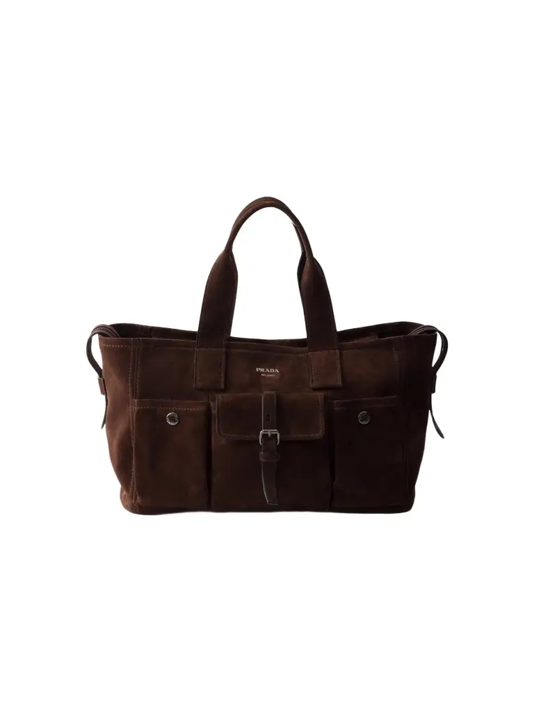 Prada Women's Route Large Suede Tote Bag