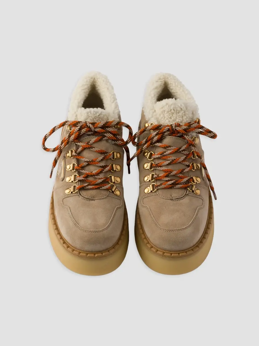Prada Women's Shearling-Lined Suede Booties | Thumbnail 2