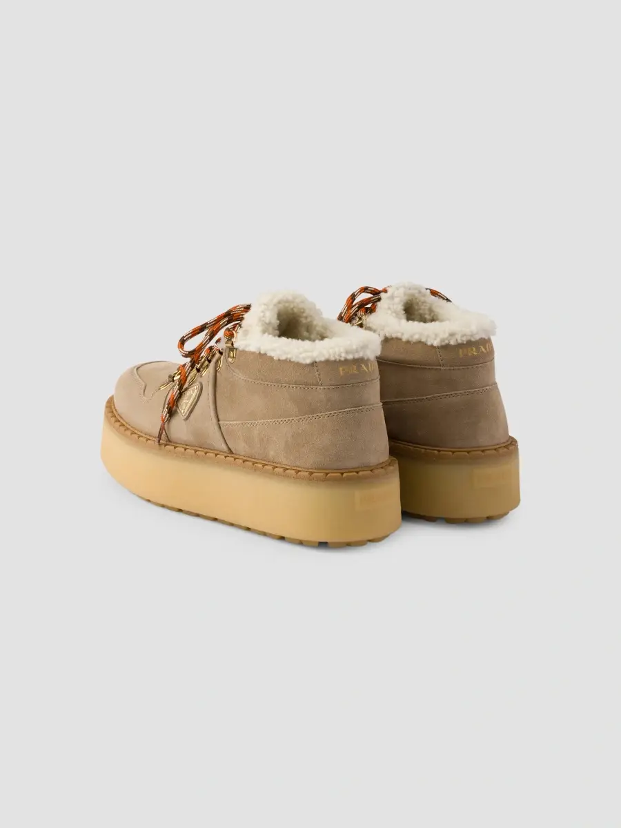 Prada Women's Shearling-Lined Suede Booties | Thumbnail 4