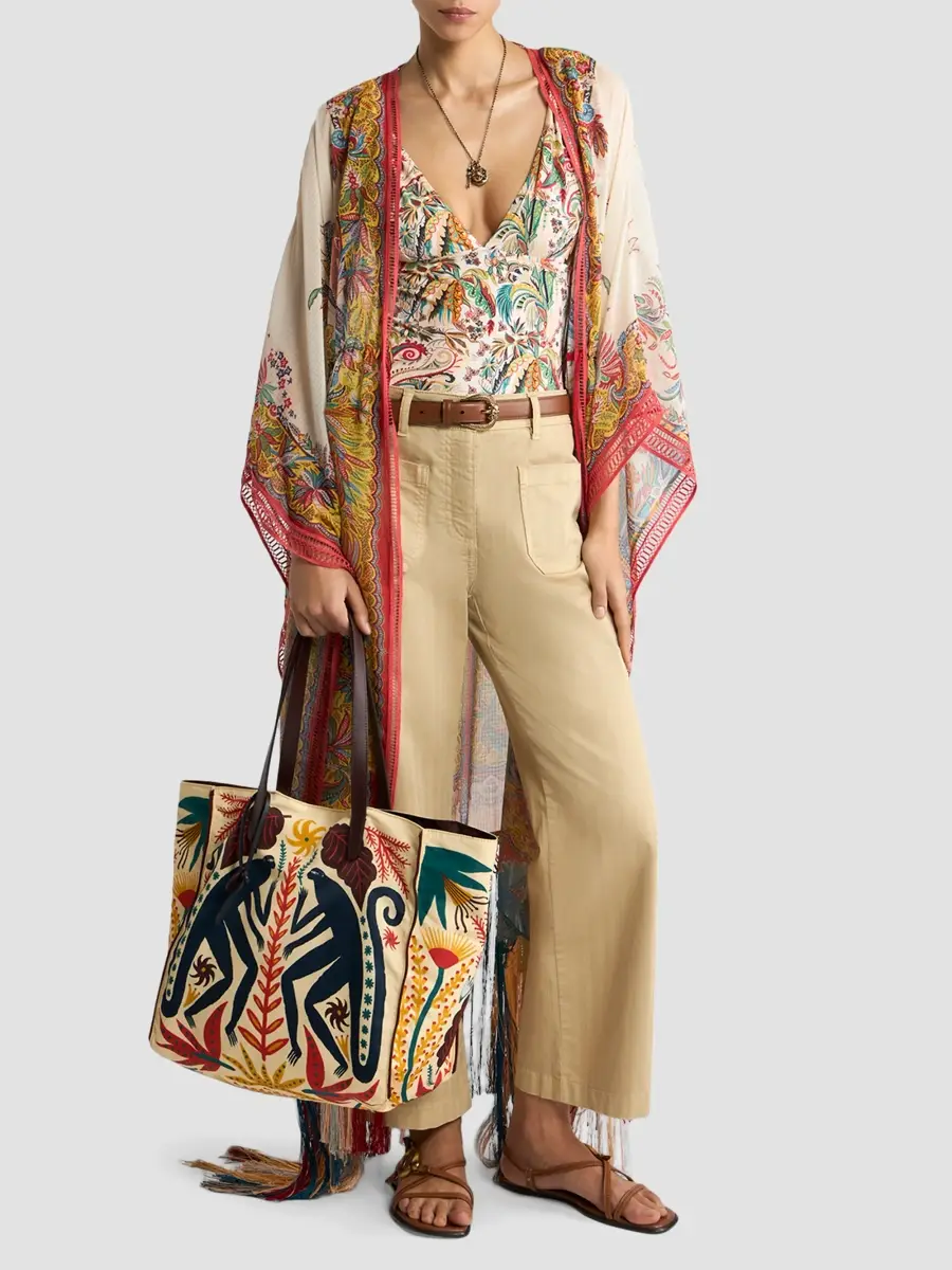 Etro Women's Multicolor Fringe-Trim Caftan Cover-Up | Thumbnail 2