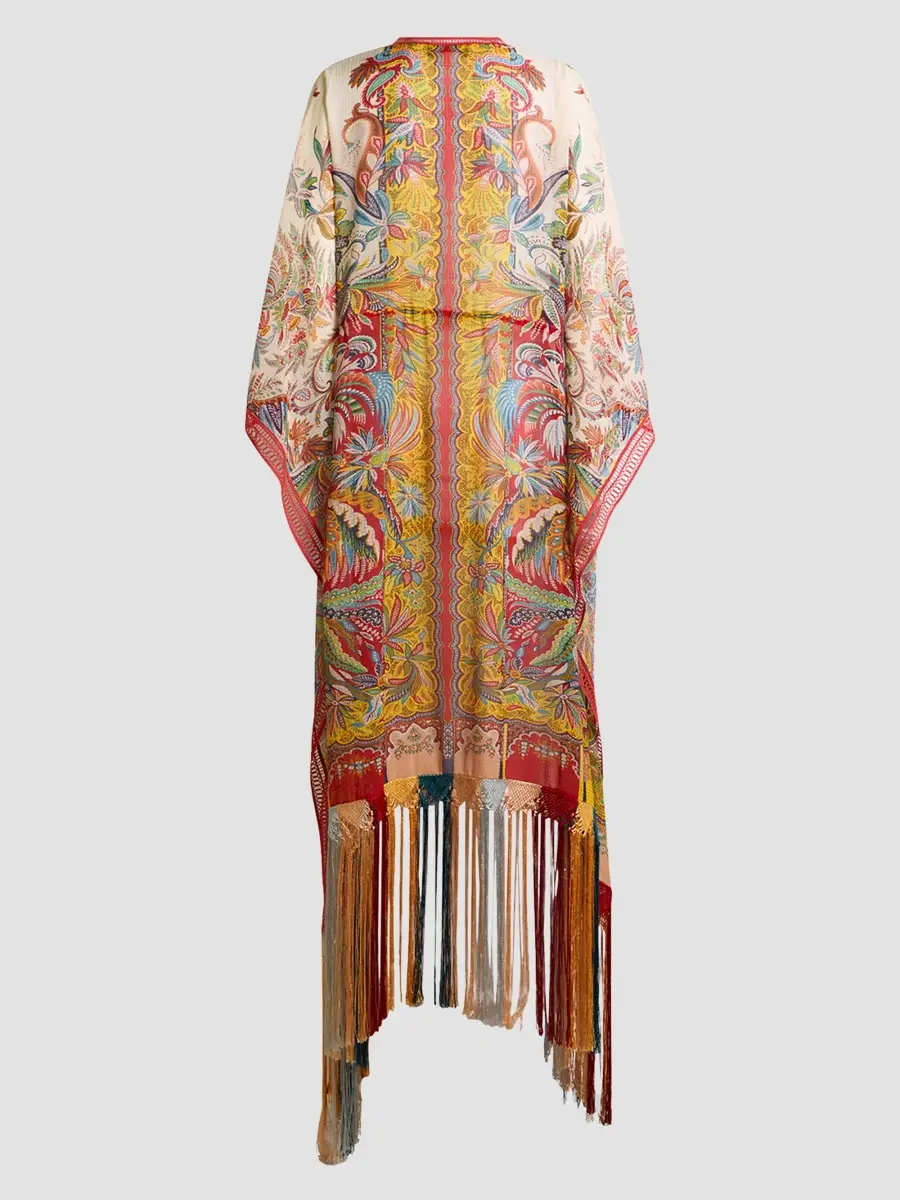 Etro Women's Multicolor Fringe-Trim Caftan Cover-Up | Thumbnail 6