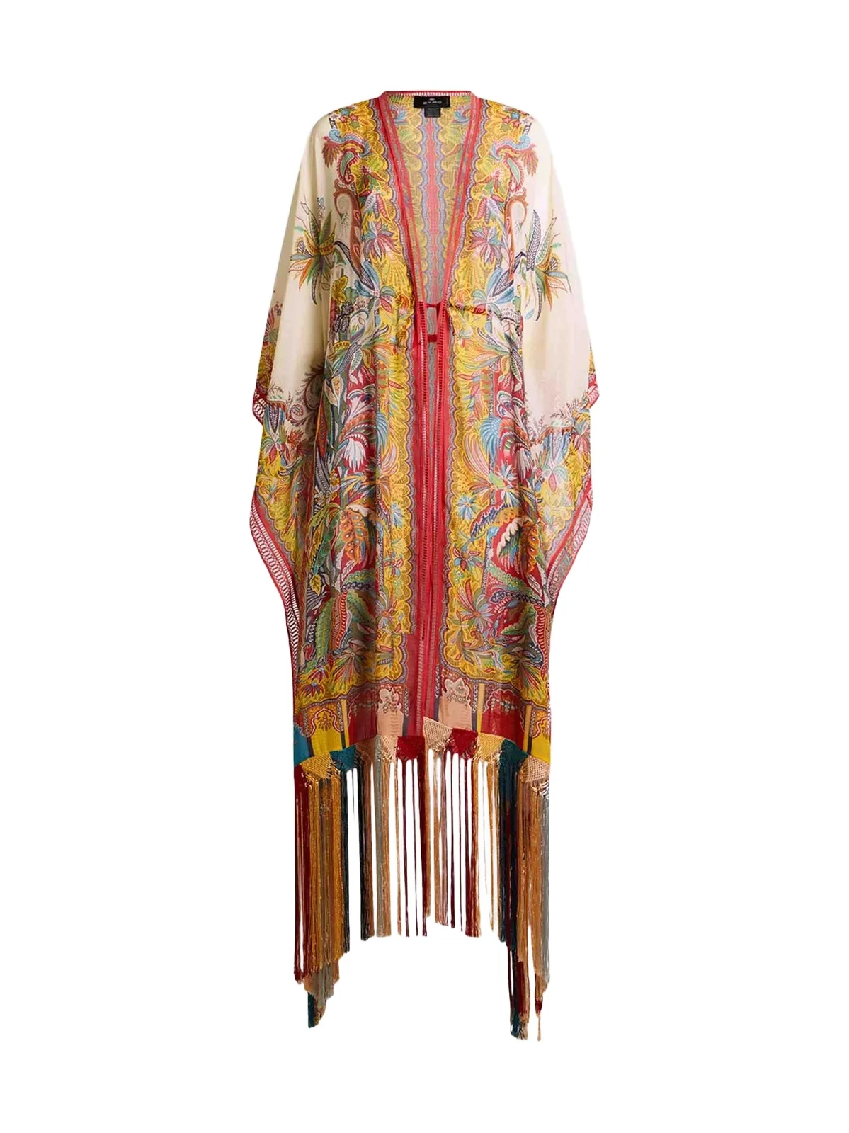 Etro Women's Multicolor Fringe-Trim Caftan Cover-Up