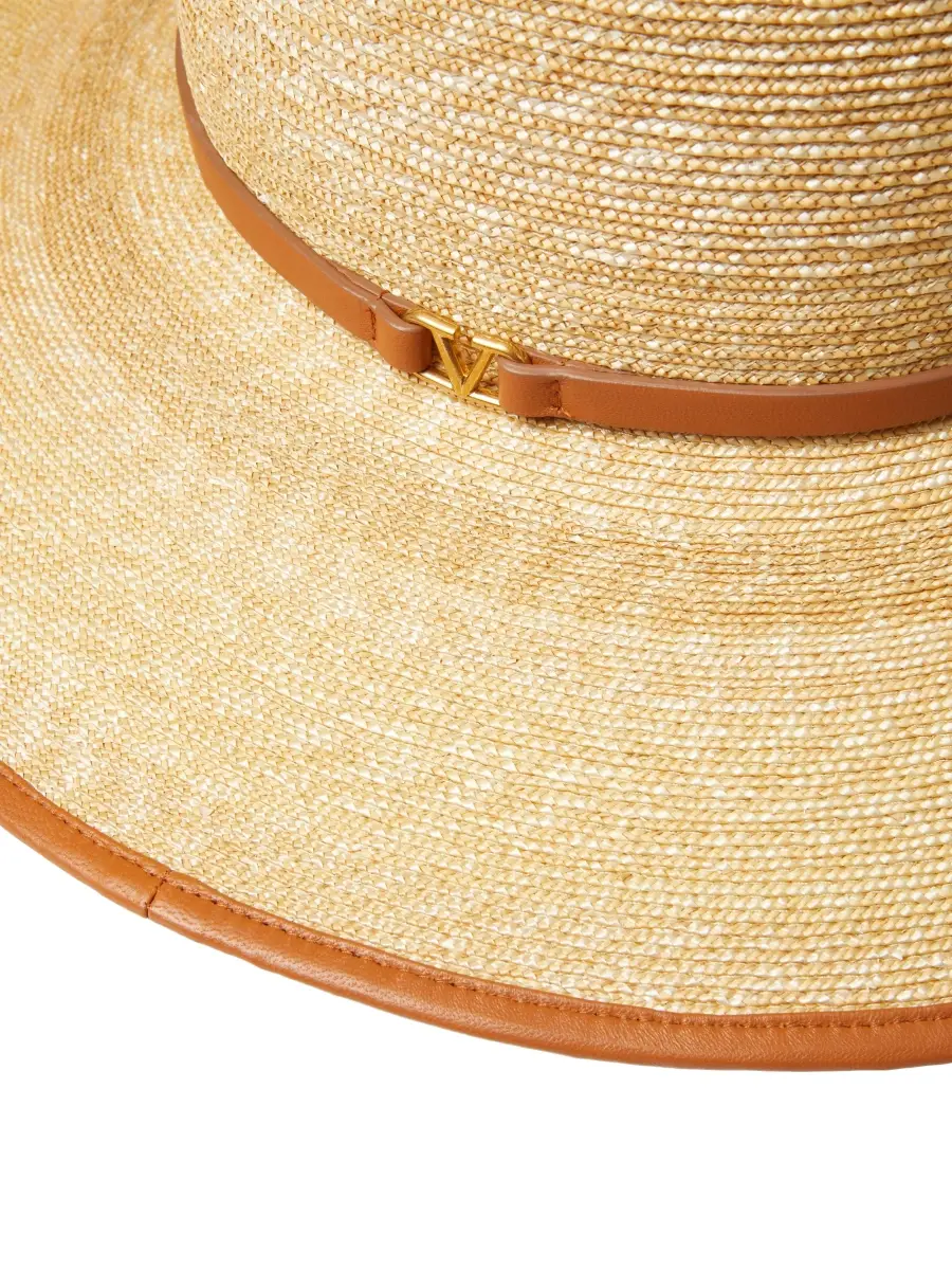 Valentino Women's VLogo Signature Straw And Leather Fedora Hat | Thumbnail 2 Valentino Women's VLogo Signature Straw And Leather Fedora Hat | Thumbnail 2