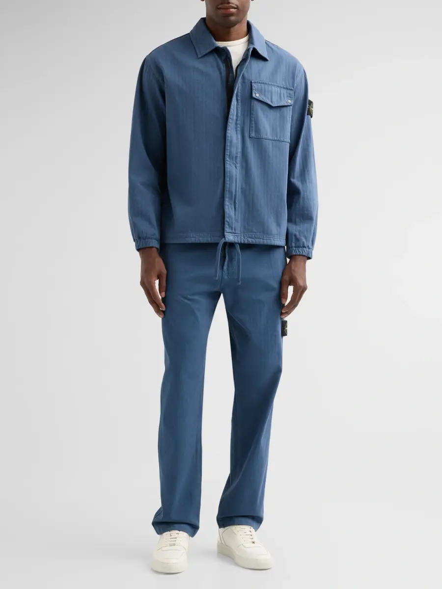 Stone Island Men's Textured Cotton Straight-Leg Pants | Thumbnail 2