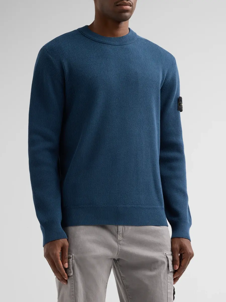 Stone Island Men's Rib-Knit Cotton Crewneck Sweatshirt | Thumbnail 4 Stone Island Men's Rib-Knit Cotton Crewneck Sweatshirt | Thumbnail 4