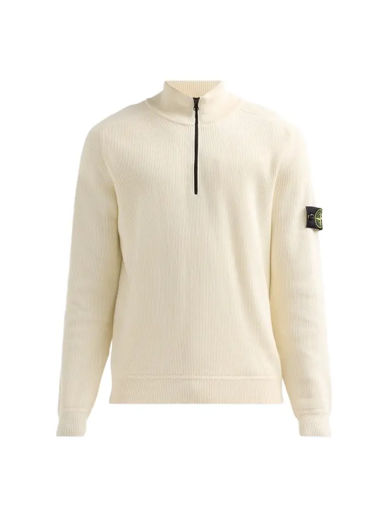 Stone Island Men's Rib-Knit Cotton Quarter-Zip Sweater