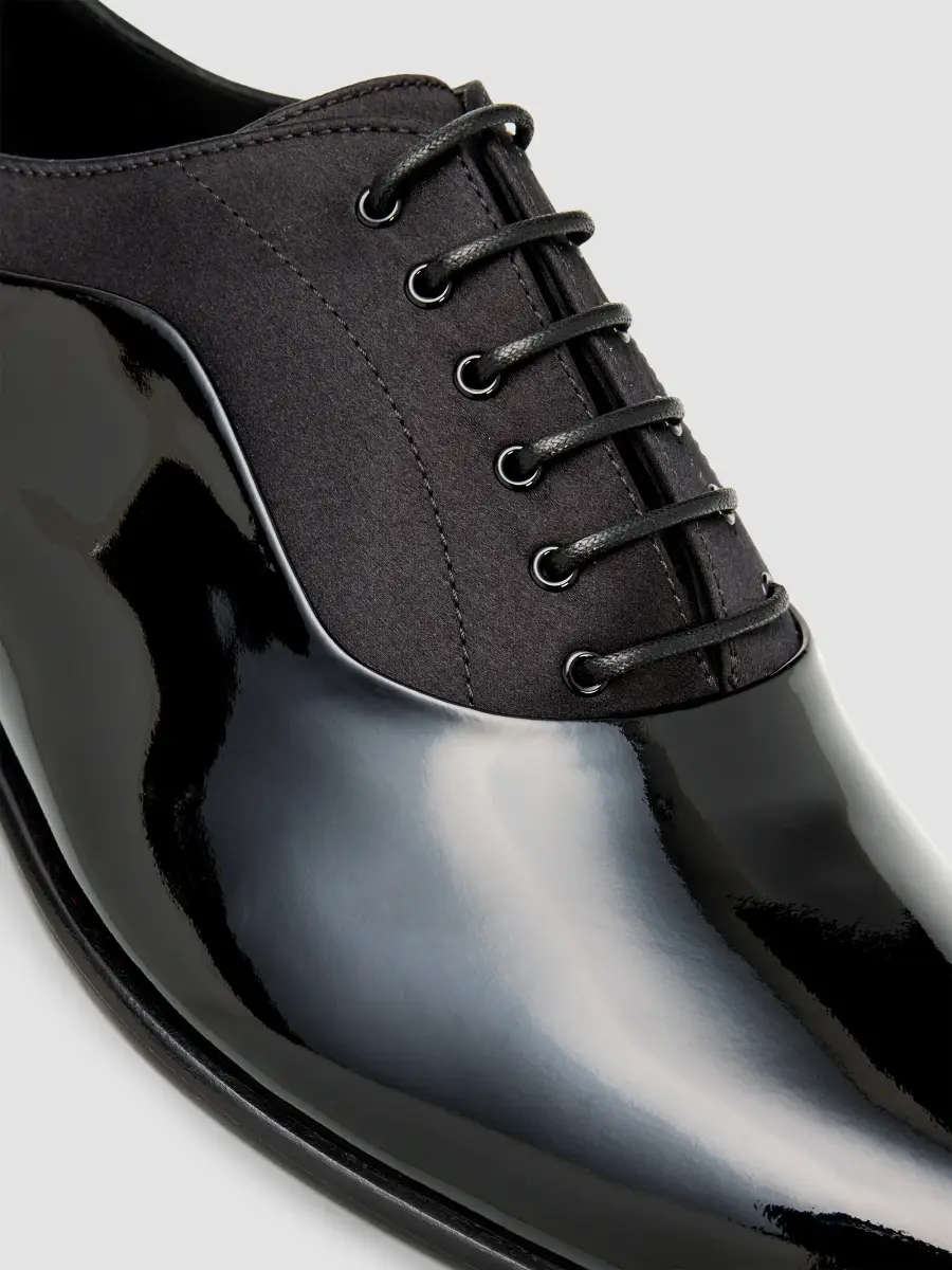 Dolce & Gabbana Men's Vernice Patent Leather & Silk Oxfords - Black | Thumbnail 4