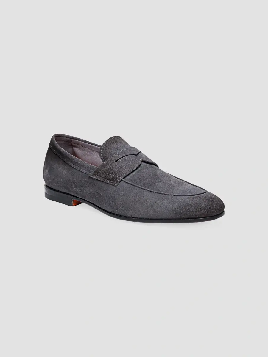 Santoni Men's Carlos Suede Penny Loafers | Thumbnail 2