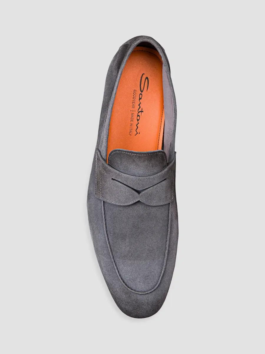 Santoni Men's Carlos Suede Penny Loafers | Thumbnail 6