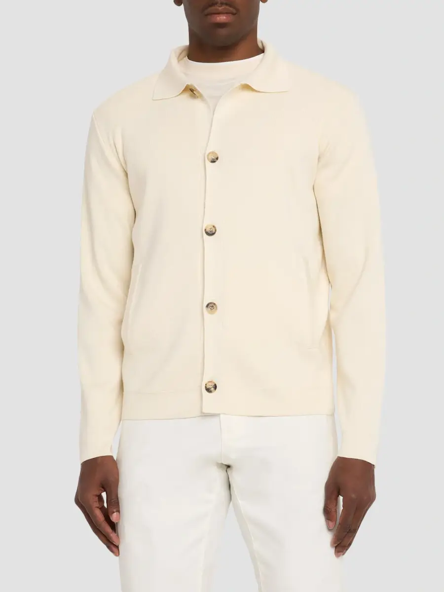 Isaia Men's Wool-Silk Rib-Knit Overshirt | Thumbnail 4 Isaia Men's Wool-Silk Rib-Knit Overshirt | Thumbnail 4