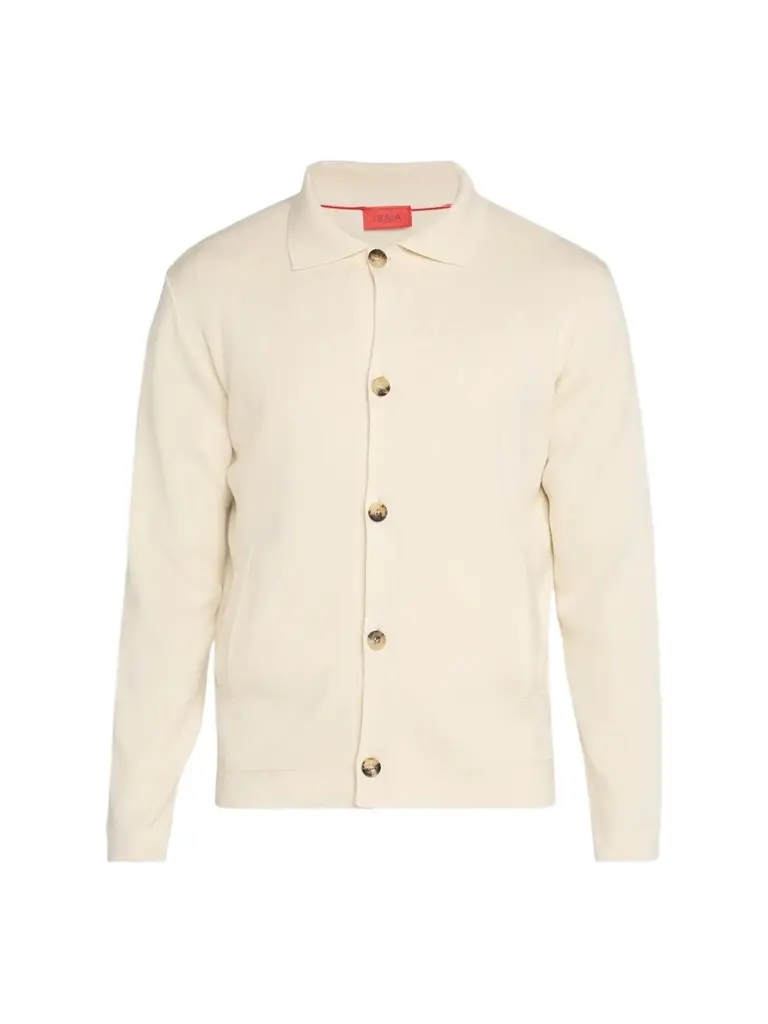 Isaia Men's Wool-Silk Rib-Knit Overshirt