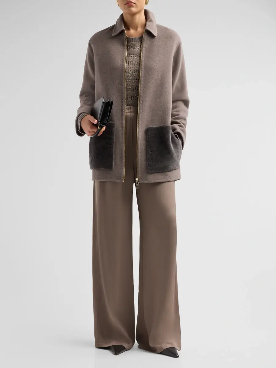 Fabiana Filippi Women's Wool-Cashmere & Shearling Coat - Falcon | Thumbnail 2