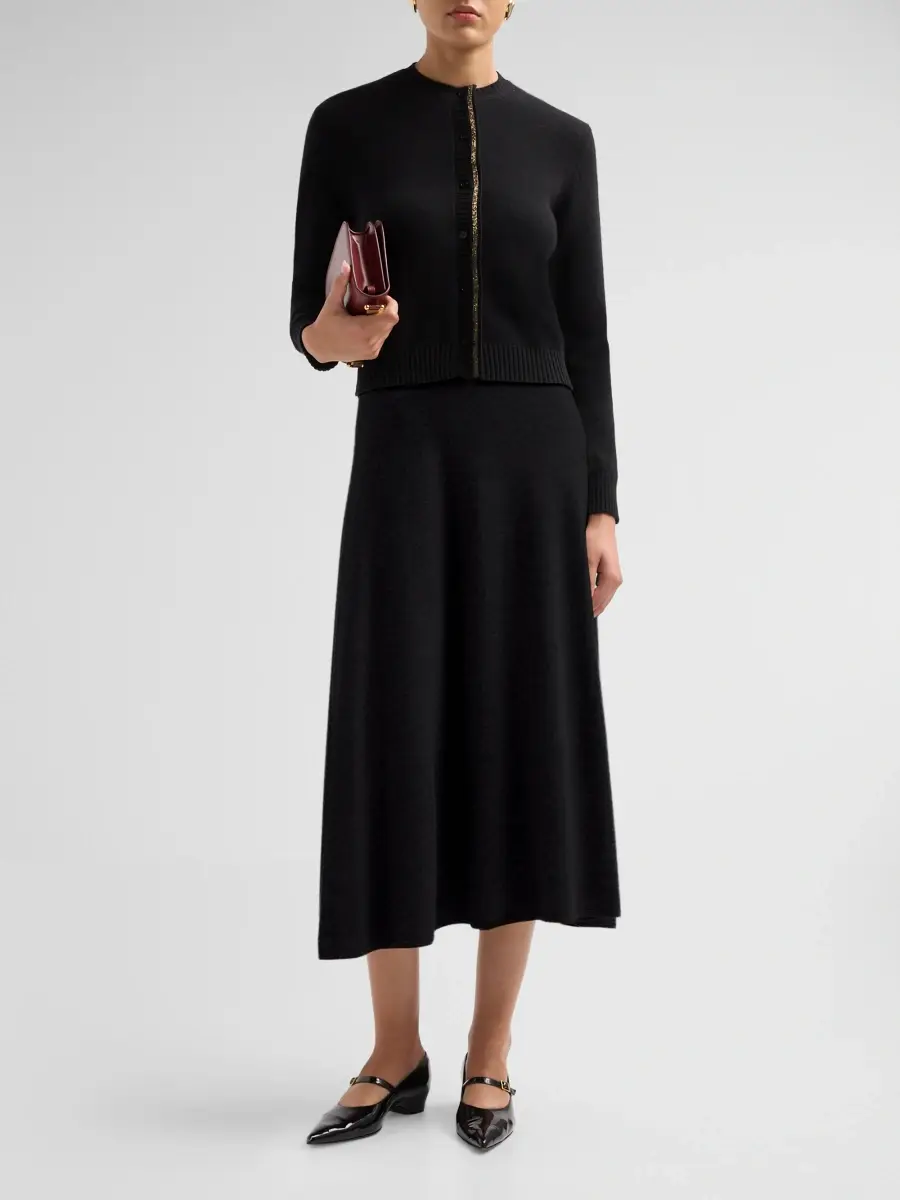 Fabiana Filippi Women's Platinum Virgin Wool-Blend Midi-Skirt | Thumbnail 2 Fabiana Filippi Women's Platinum Virgin Wool-Blend Midi-Skirt | Thumbnail 2