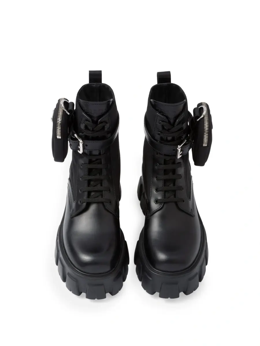 Prada Women's Monolith Leather and Re-Nylon Boots with Pouch - Black | Thumbnail 3 Prada Women's Monolith Leather and Re-Nylon Boots with Pouch - Black | Thumbnail 3