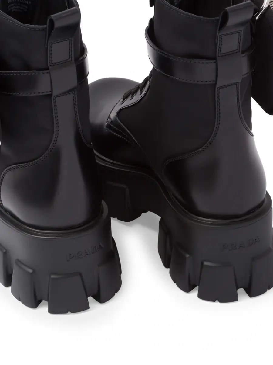 Prada Women's Monolith Leather and Re-Nylon Boots with Pouch - Black | Thumbnail 5 Prada Women's Monolith Leather and Re-Nylon Boots with Pouch - Black | Thumbnail 5