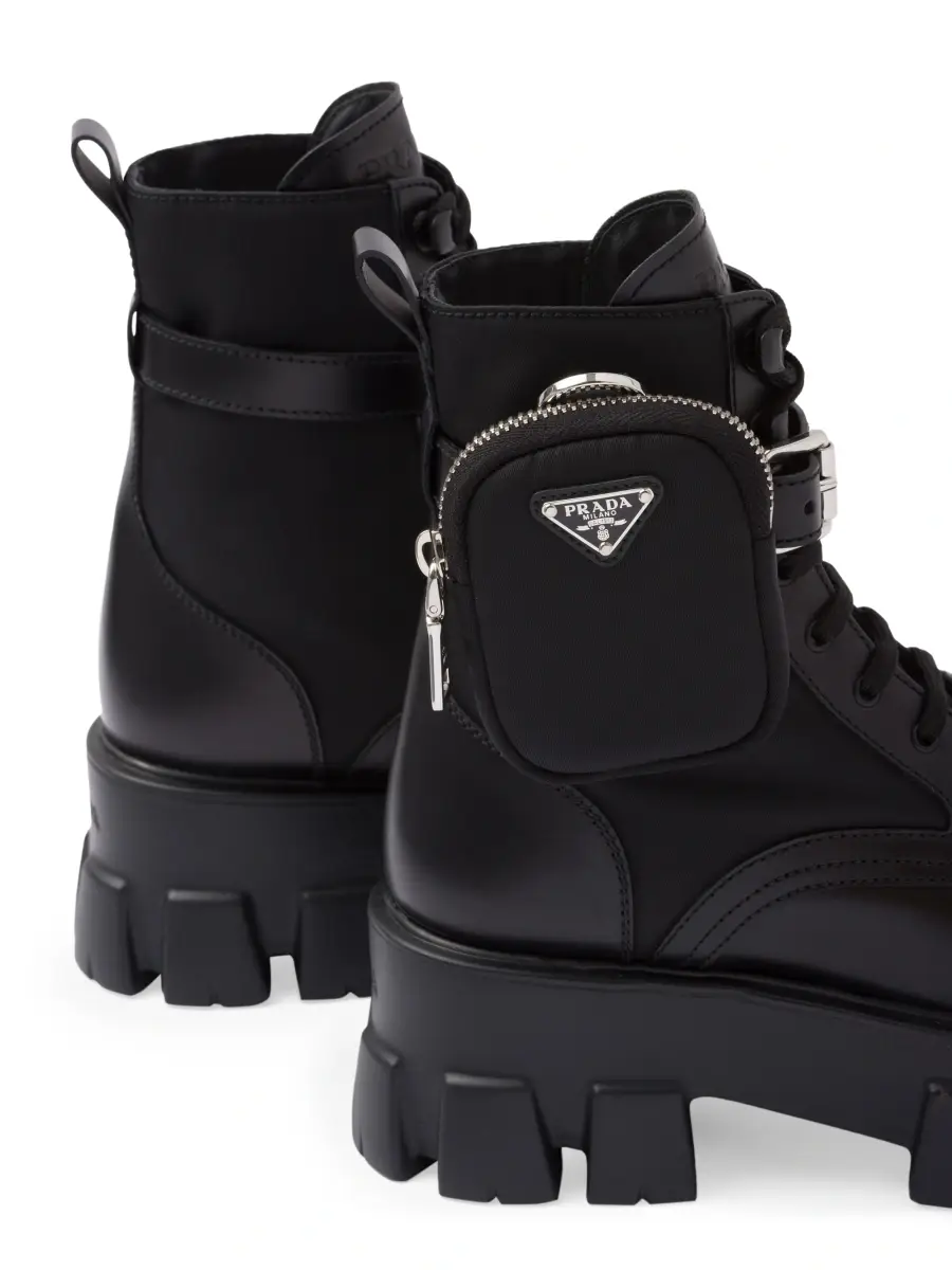Prada Women's Monolith Leather and Re-Nylon Boots with Pouch - Black | Thumbnail 6 Prada Women's Monolith Leather and Re-Nylon Boots with Pouch - Black | Thumbnail 6