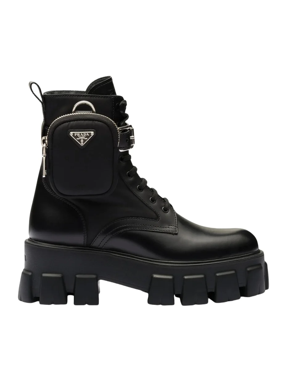 Women's Monolith Leather and Re-Nylon Boots with Pouch - Black Women's Monolith Leather and Re-Nylon Boots with Pouch - Black