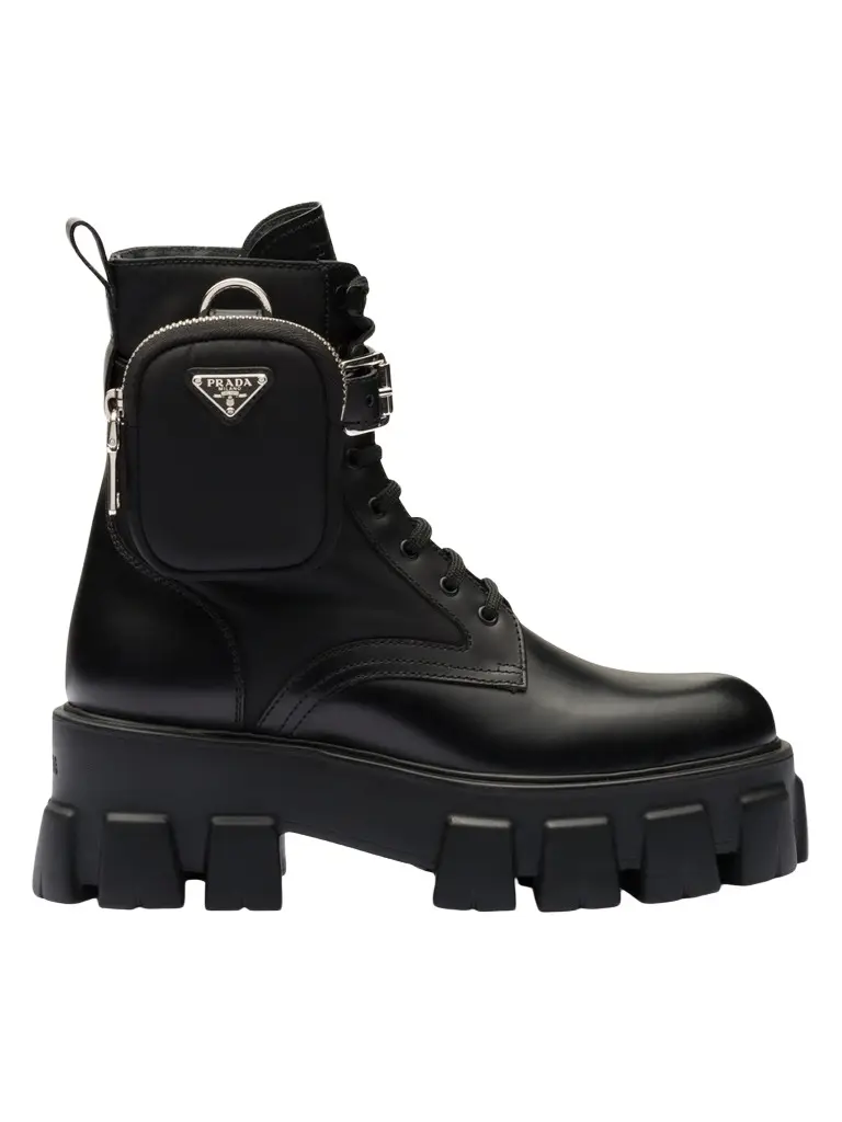 Women's Monolith Leather and Re-Nylon Boots with Pouch - Black Women's Monolith Leather and Re-Nylon Boots with Pouch - Black