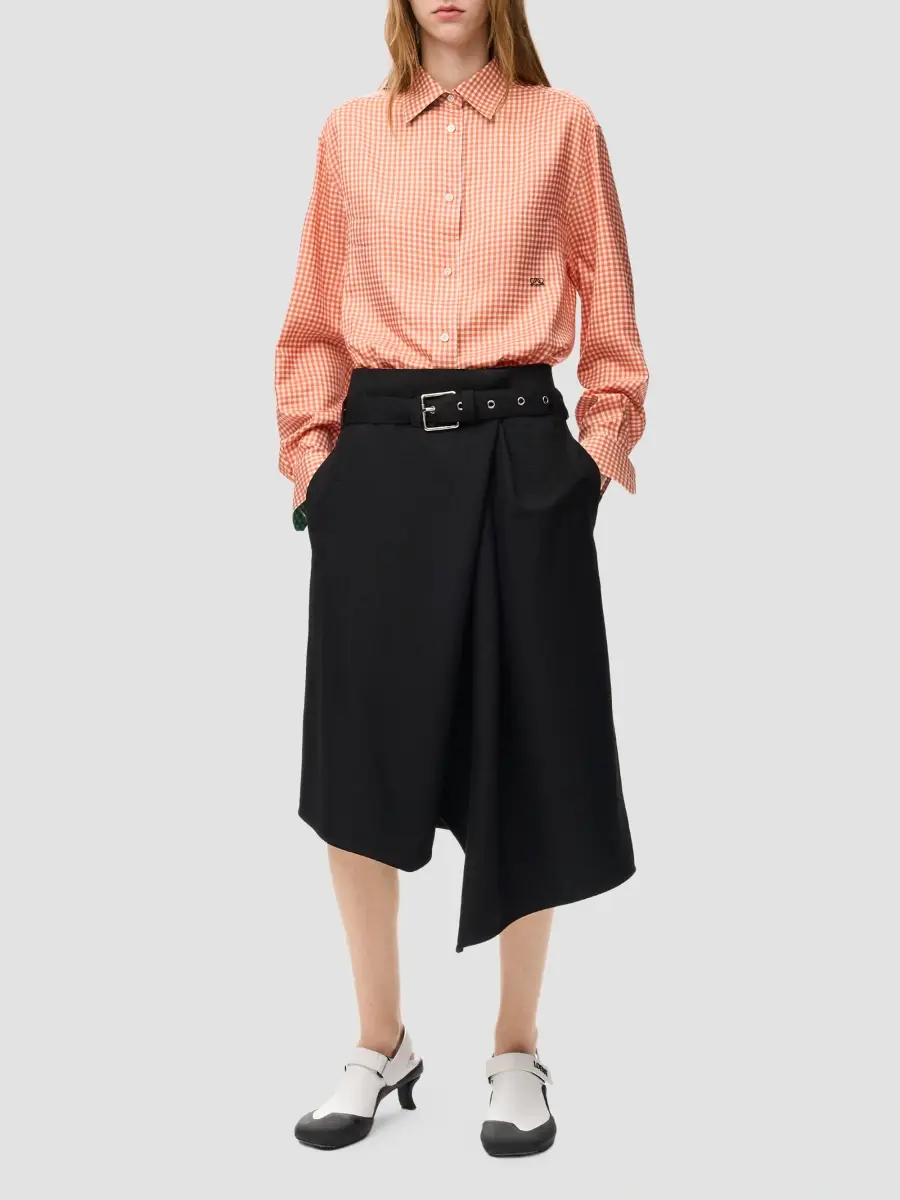 Loewe Women's Asymmetric Wool Belted A-Line Midi-Skirt | Thumbnail 2 Loewe Women's Asymmetric Wool Belted A-Line Midi-Skirt | Thumbnail 2