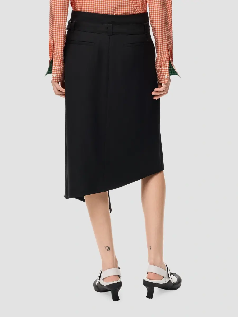 Loewe Women's Asymmetric Wool Belted A-Line Midi-Skirt | Thumbnail 3 Loewe Women's Asymmetric Wool Belted A-Line Midi-Skirt | Thumbnail 3
