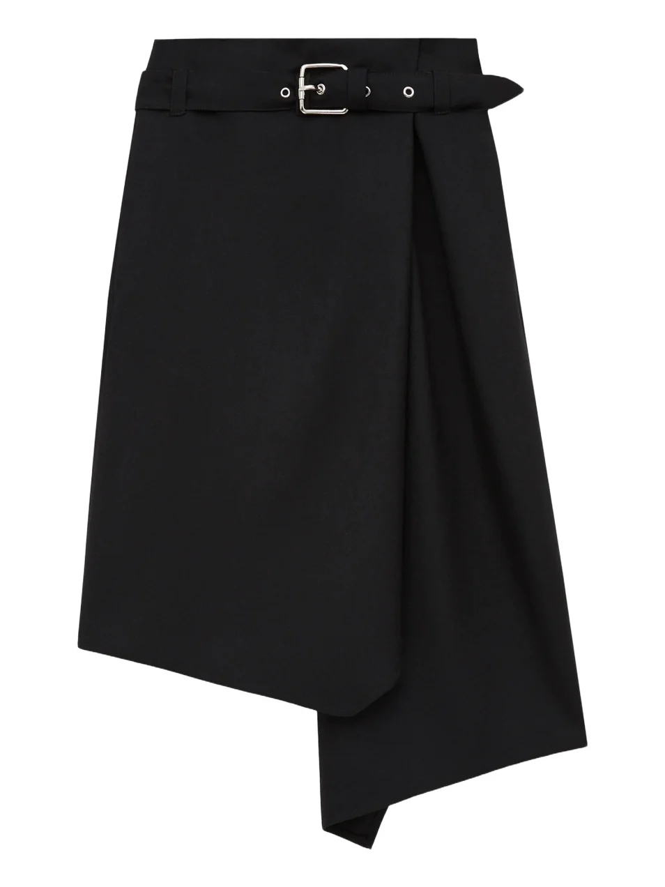 Women's Asymmetric Wool Belted A-Line Midi-Skirt
