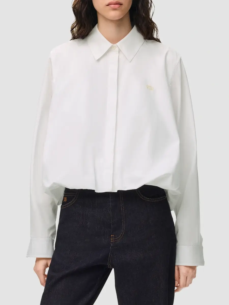 Loewe Women's Cotton-Poplin Drawstring Shirt | Thumbnail 4