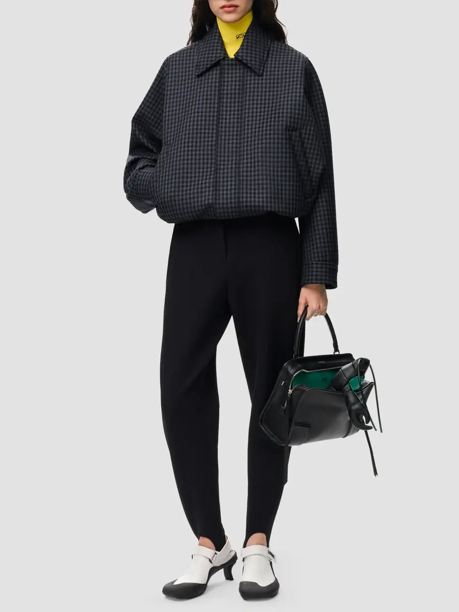 Loewe Women's Plaid Wool Drawstring Blouson Jacket | Thumbnail 2 Loewe Women's Plaid Wool Drawstring Blouson Jacket | Thumbnail 2