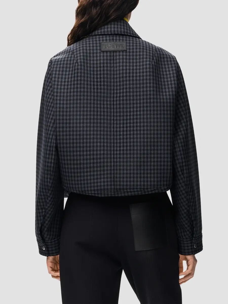 Loewe Women's Plaid Wool Drawstring Blouson Jacket | Thumbnail 3 Loewe Women's Plaid Wool Drawstring Blouson Jacket | Thumbnail 3