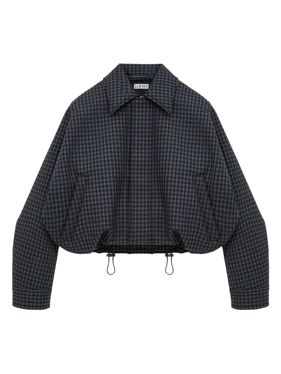 Women's Plaid Wool Drawstring Blouson Jacket Women's Plaid Wool Drawstring Blouson Jacket