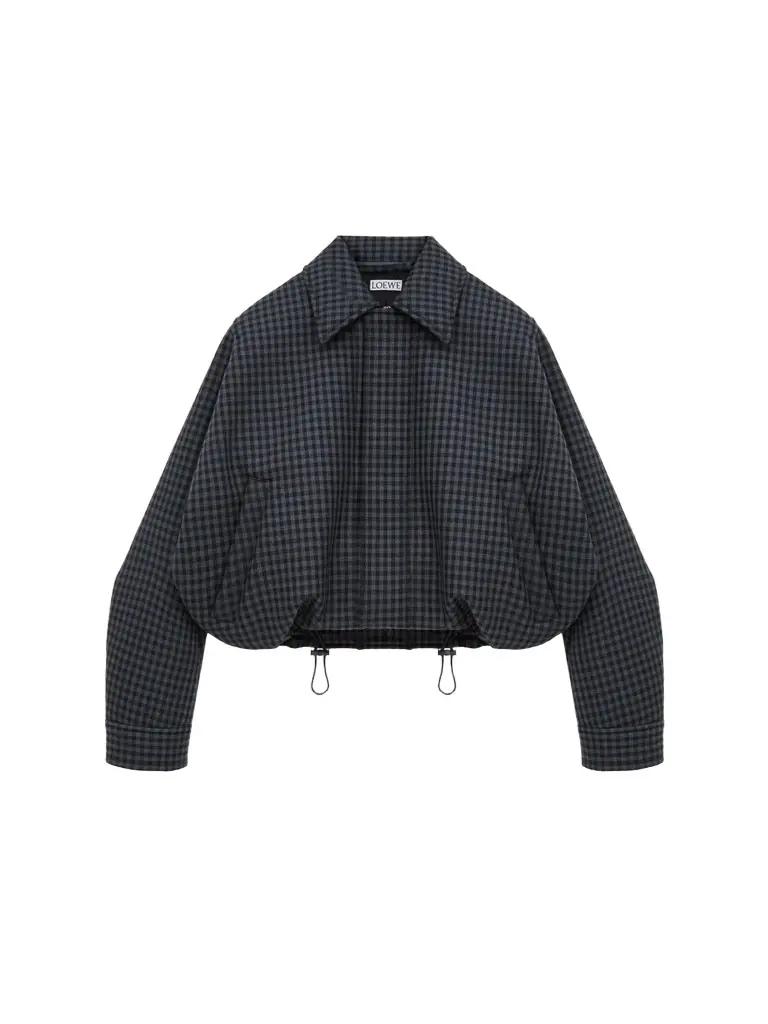 Loewe Women's Plaid Wool Drawstring Blouson Jacket