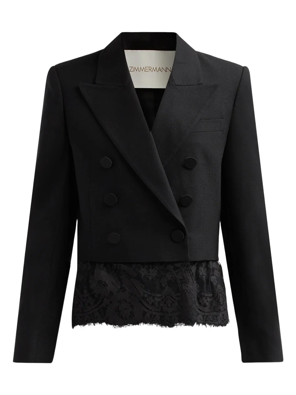 Zimmermann Women's Valiant Lace Double-Breasted Short Blazer