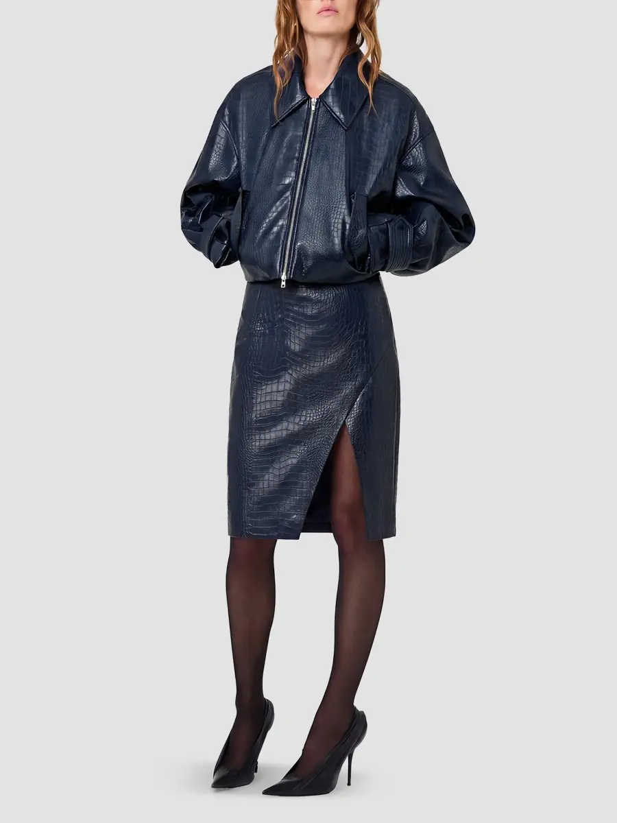 Nicholas the Label Women's Paris Croc-Embossed Faux-Leather Jacket | Thumbnail 2