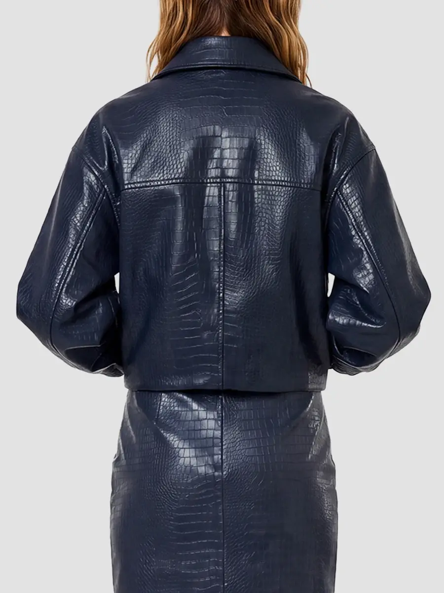 Nicholas the Label Women's Paris Croc-Embossed Faux-Leather Jacket | Thumbnail 4