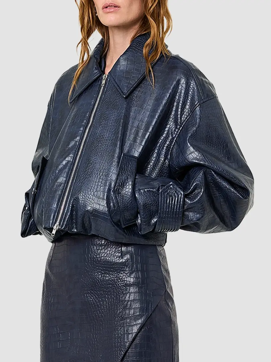 Nicholas the Label Women's Paris Croc-Embossed Faux-Leather Jacket | Thumbnail 5