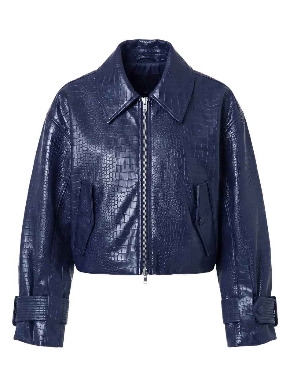 Women's Paris Croc-Embossed Faux-Leather Jacket Women's Paris Croc-Embossed Faux-Leather Jacket